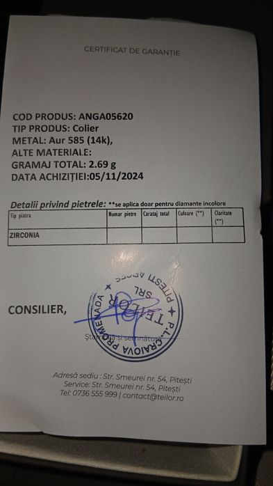 Vând lănțișor TEILOR purtat de doua ori