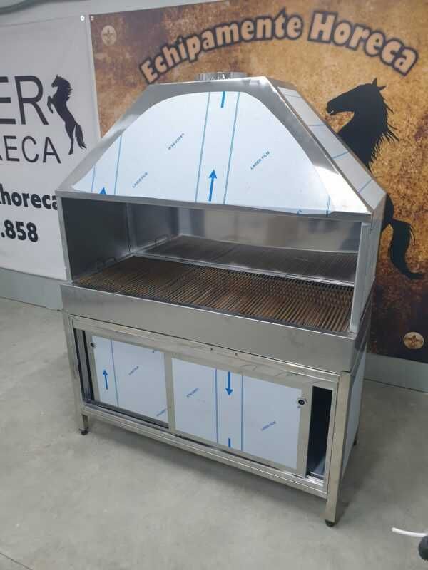 Gratar inox carbuni cu hota si dulap 1400x600x1800mm