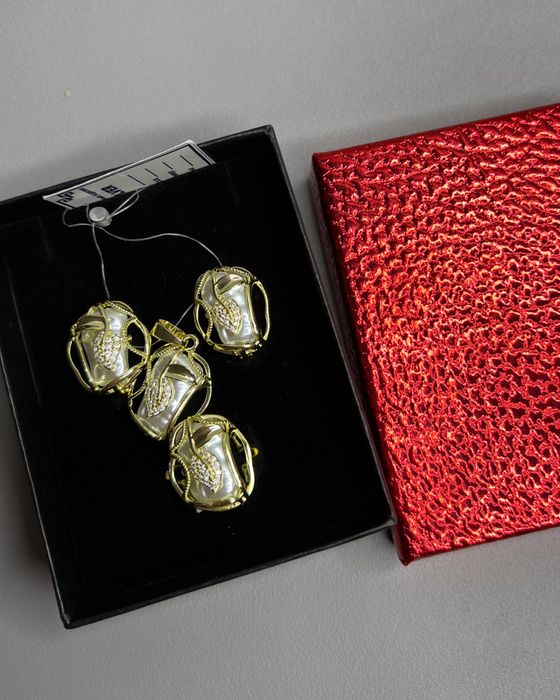 Набор серебро с золотом 17 рр