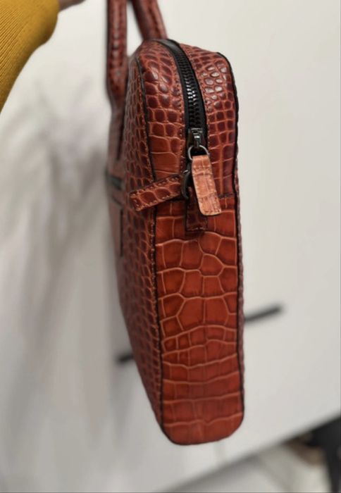 Geantă din piele naturală Musette – model croco, nouă