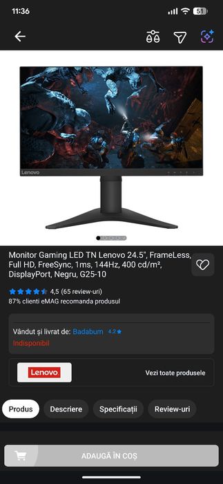 Monitor lenovo 144hz
