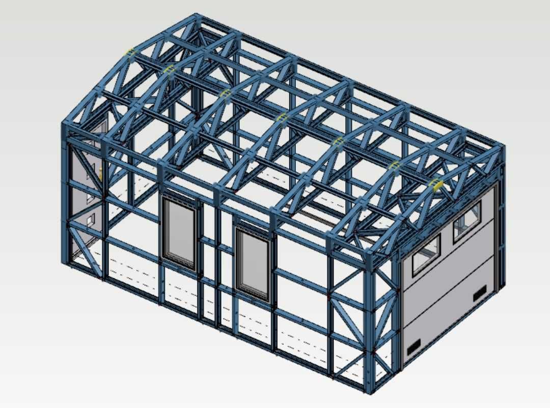 Garaj din structura metalica usoara, izolat 4cm+usa de garaj+pietonala
