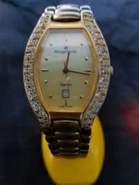 Ceas Philippe Moraly, cu cristale Swarovski, placat cu aur 24K, Swiss