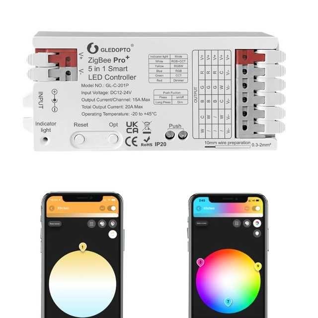 Controler LED inteligent 5 în 1 ZigBee Pro