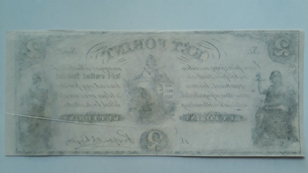 1 + 2 + 5 Forint 1852 Ungaria, Kossuth Lajos bancnota veche