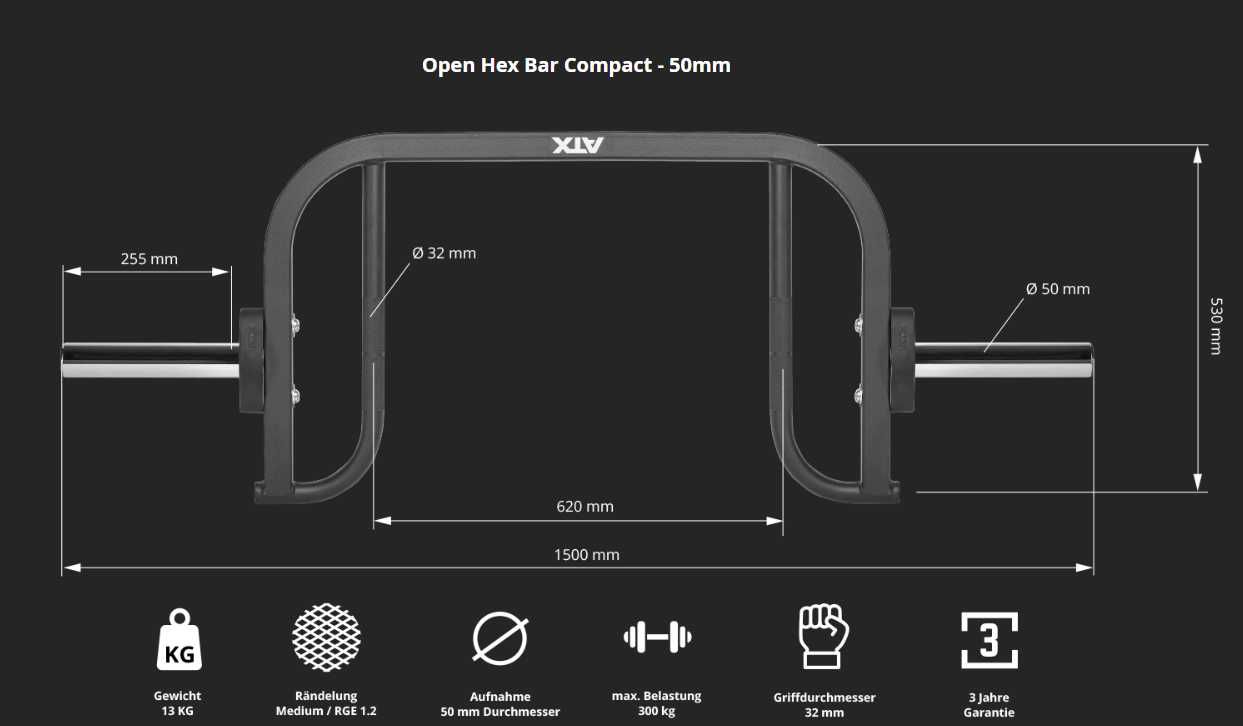 Олимпийски Лост ATX Open Hex Bar Compact - 50 мм