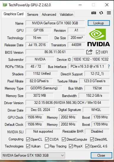 Palit GTX 1060 3GB видеокарта