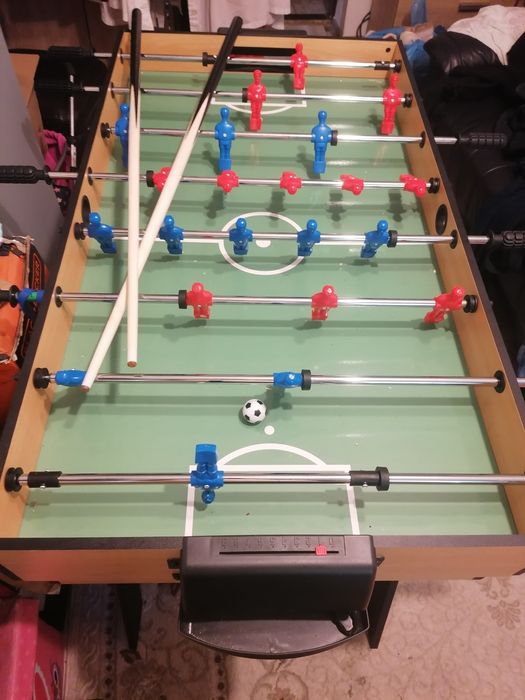 Set de masa, 15 în 1, jocuri fotbal, biliard, tenis, 123 cm