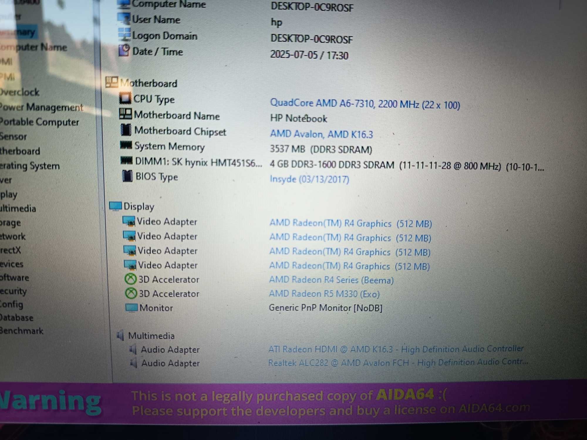 Vand/dezmembrez laptop HP 17, esports gaming, video 2gb