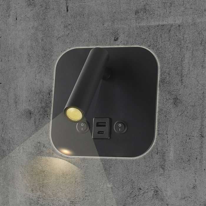 LED 8W Хотелска Стенна Лампа с Двустранно Осветяване V-tac USB и USB C