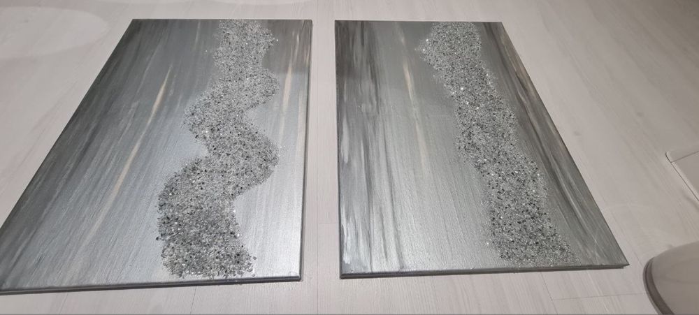 Tablou vopsea acrilica si sticla sparta