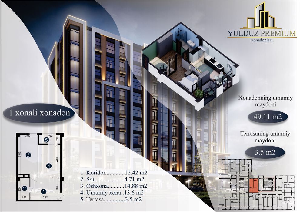 Ilk bor chirchiqda premium honadonlar