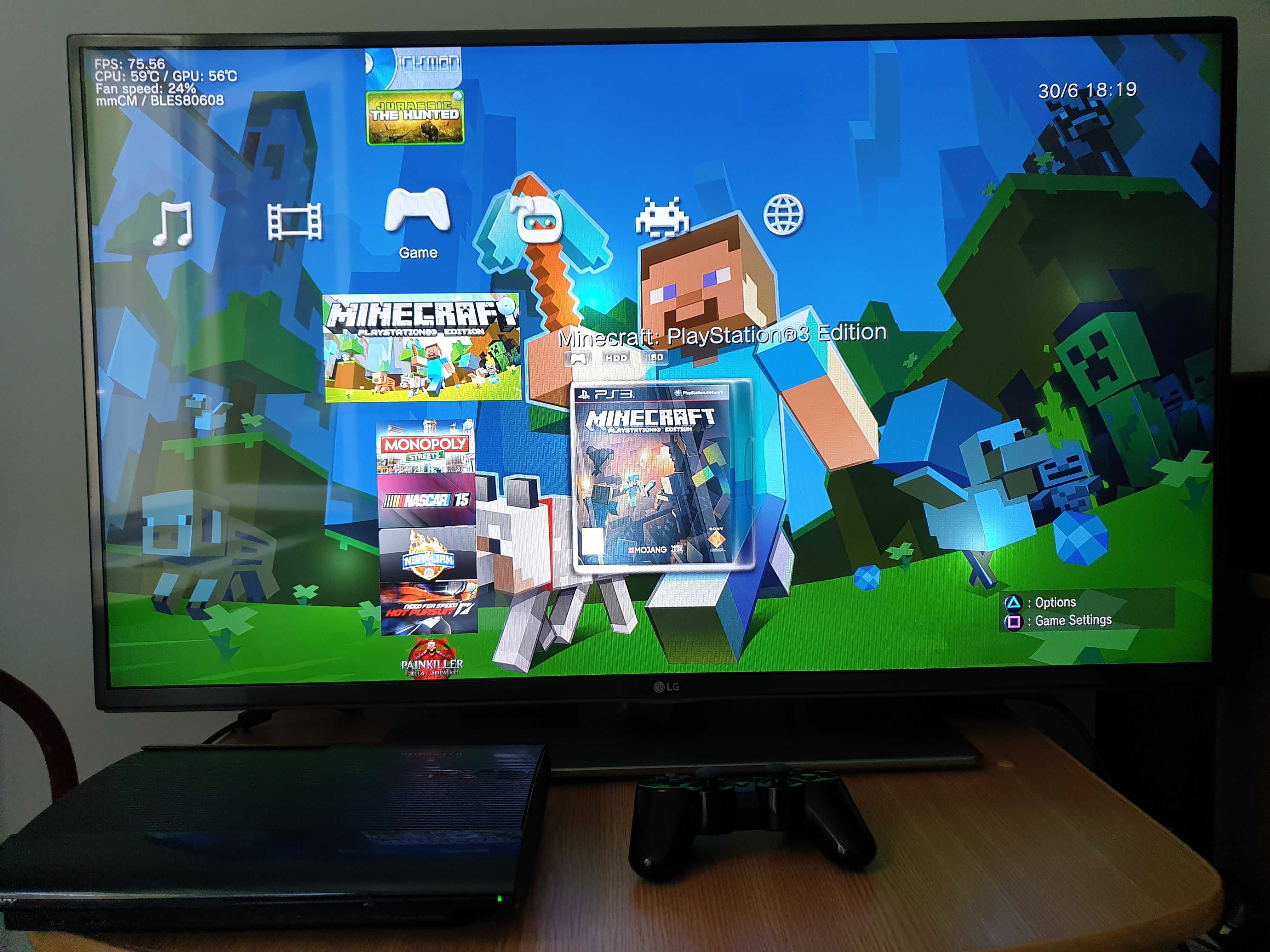 PS3 modat HEN 120 GB + 30 jocuri (GTA, Red Dead, FIFA 19, NFS)