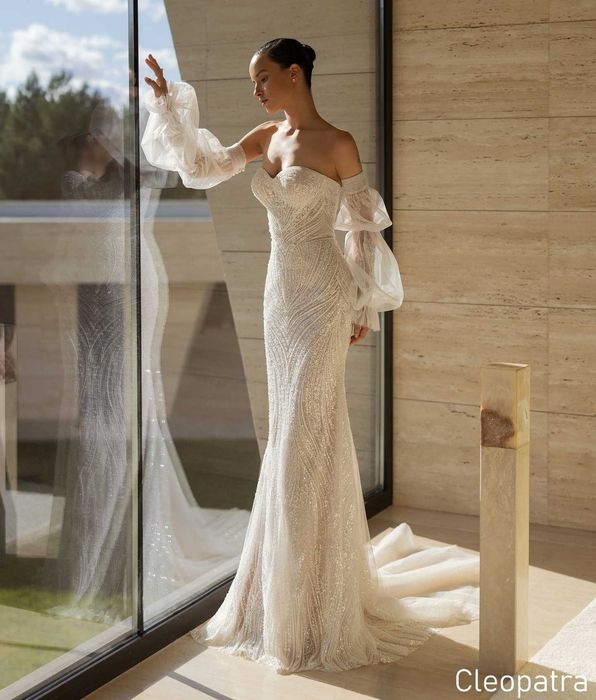 Rochie de mireasa sirena, trena detasabila