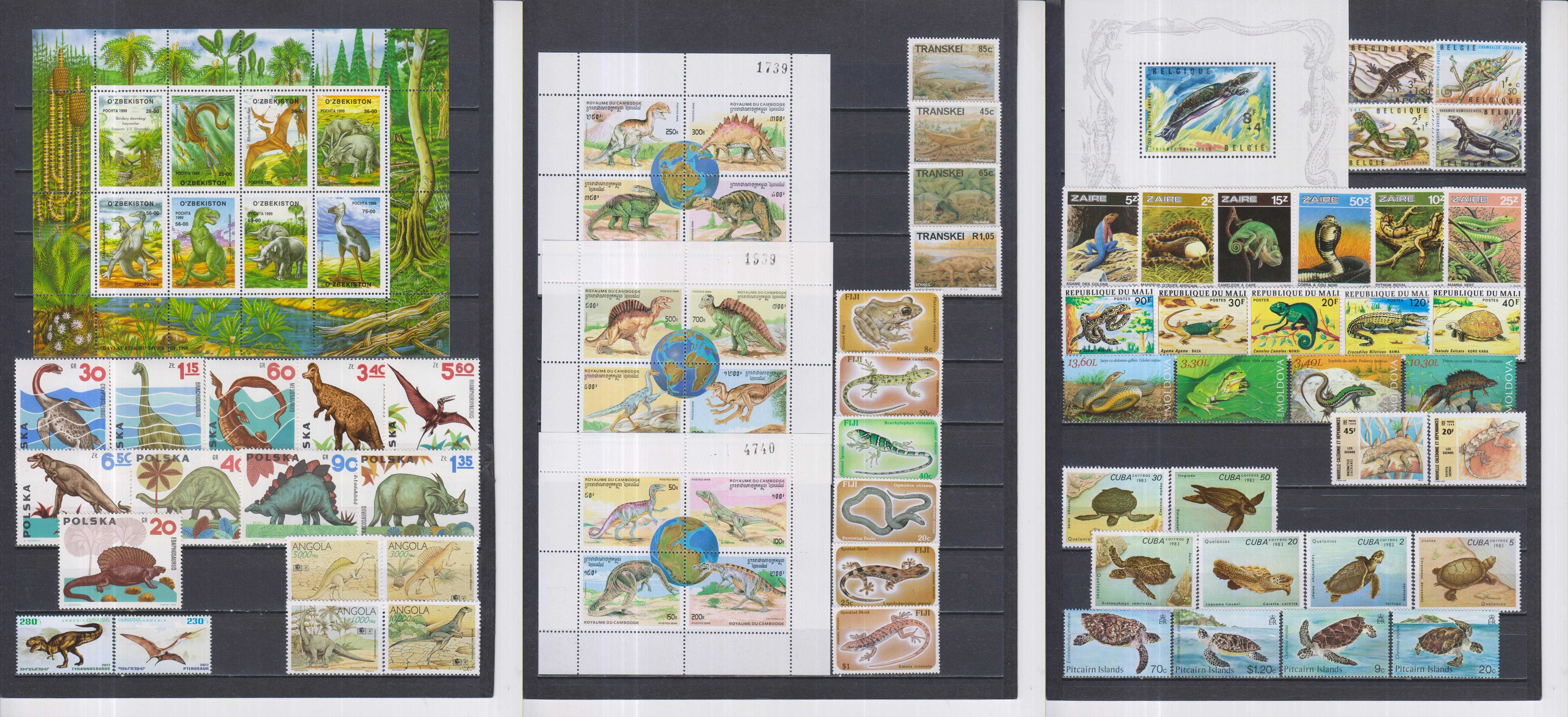 Lot de timbre cu dinozauri