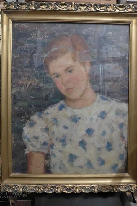 Aurel Diaconescu (1909-1991) Portret de fata 70 50cm 1936 Ulei/ carton