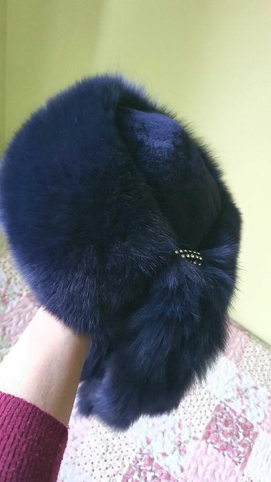 Нова дамска шапка естествен косъм лисица