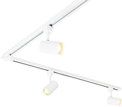 Sistem de Șine cu 5 Spoturi QAZQA, Aluminiu, Design Elegant, Alb/Negru