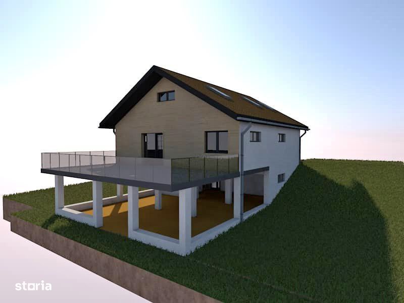 Proiect casa si teren cu autorizatie in Salicea,220mp utili, 1000mp te