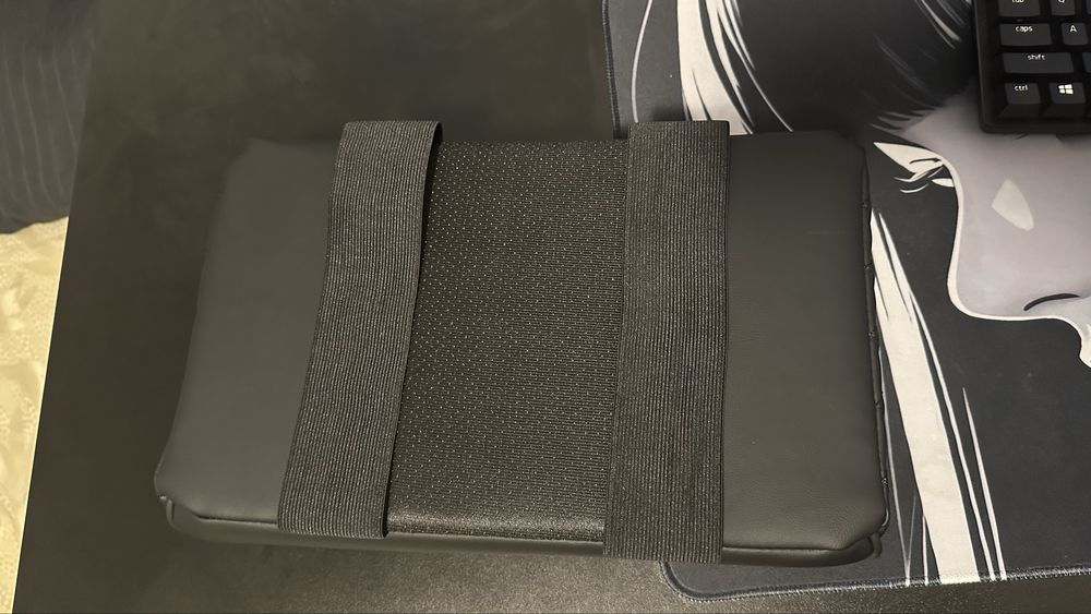 Подложка за подлакътник черна кожа