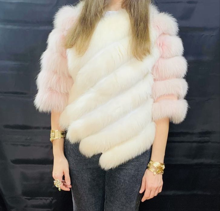 Haina/Capa/Poncho  blana naturala vulpe