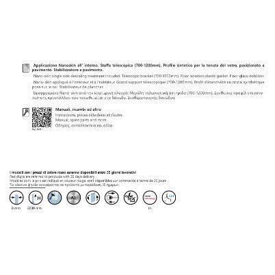 Параван за баня 1100х2000мм 8мм прозрачно с Nano-Skin ,матирано злато