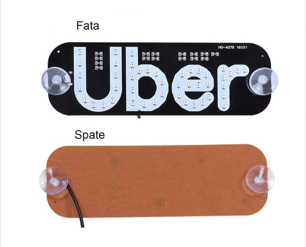 Spot leduri UBER pentru Parbriz auto soferi UBER alim. Priza bricheta