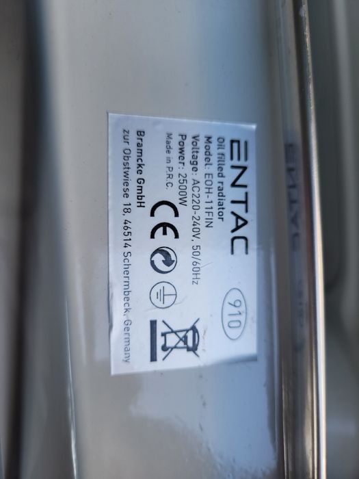 Calorifer electric cu ulei Entac 2500W