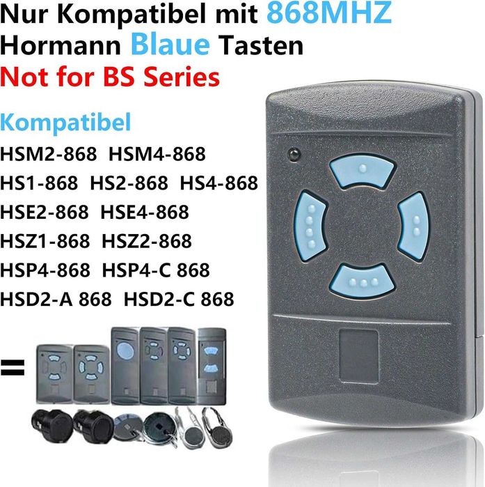 Дистанционно 868.3 MHz за гаражни врати, съвместимо с Hörmann