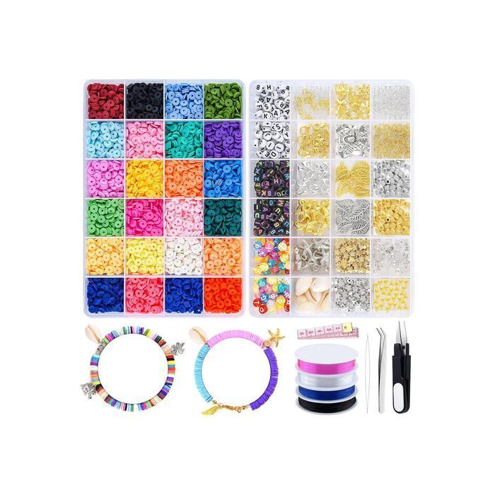 Set creativ cu mărgele lut 6mm, 24 culori, accesorii DIY pentru copii