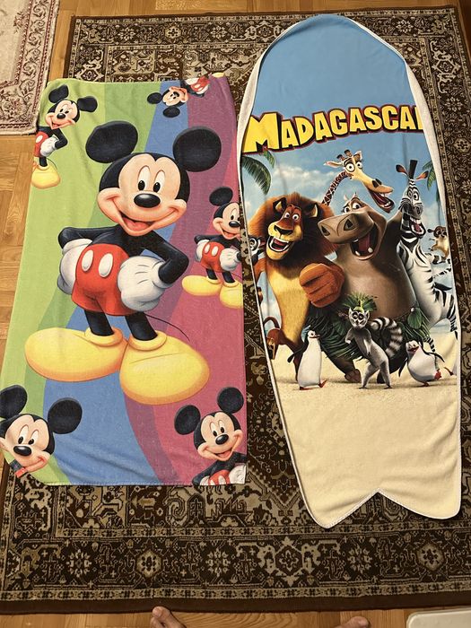 Комплект детски кърпи за плаж или баня Мики Маус и Мадагаскар