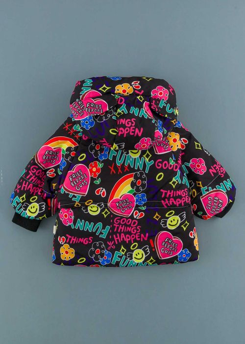 Детско яке с надписи, Черен Цвят