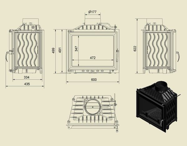OFERTA Focar semineu fonta 10-13 Kw + Clapeta, Deflector Garantie 5ani