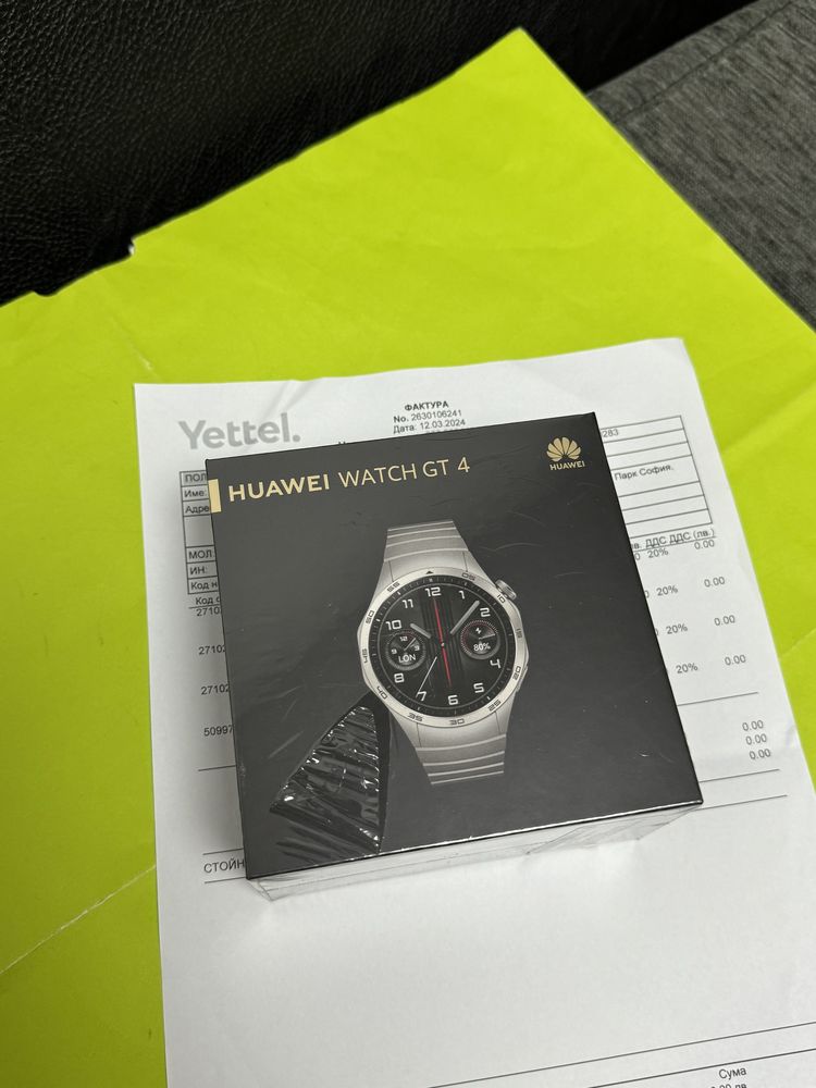 ЗАПЕЧАТАН 46mm Huawei Watch GT 4 BT YETTEL Гаранция 2025 Stainless GT4