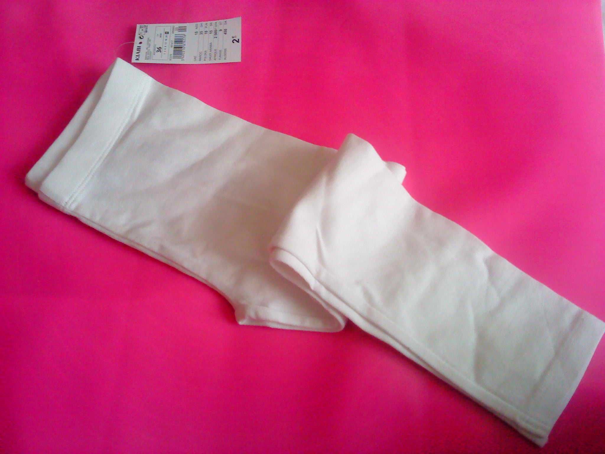 Pantalonași albi elastici bumbac, noi, copii mici, mas. 36, noi