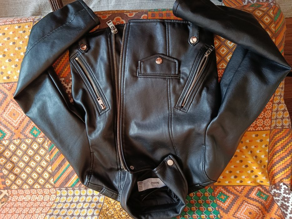 Кожено късо яке за момиче 10-12 г Bershka