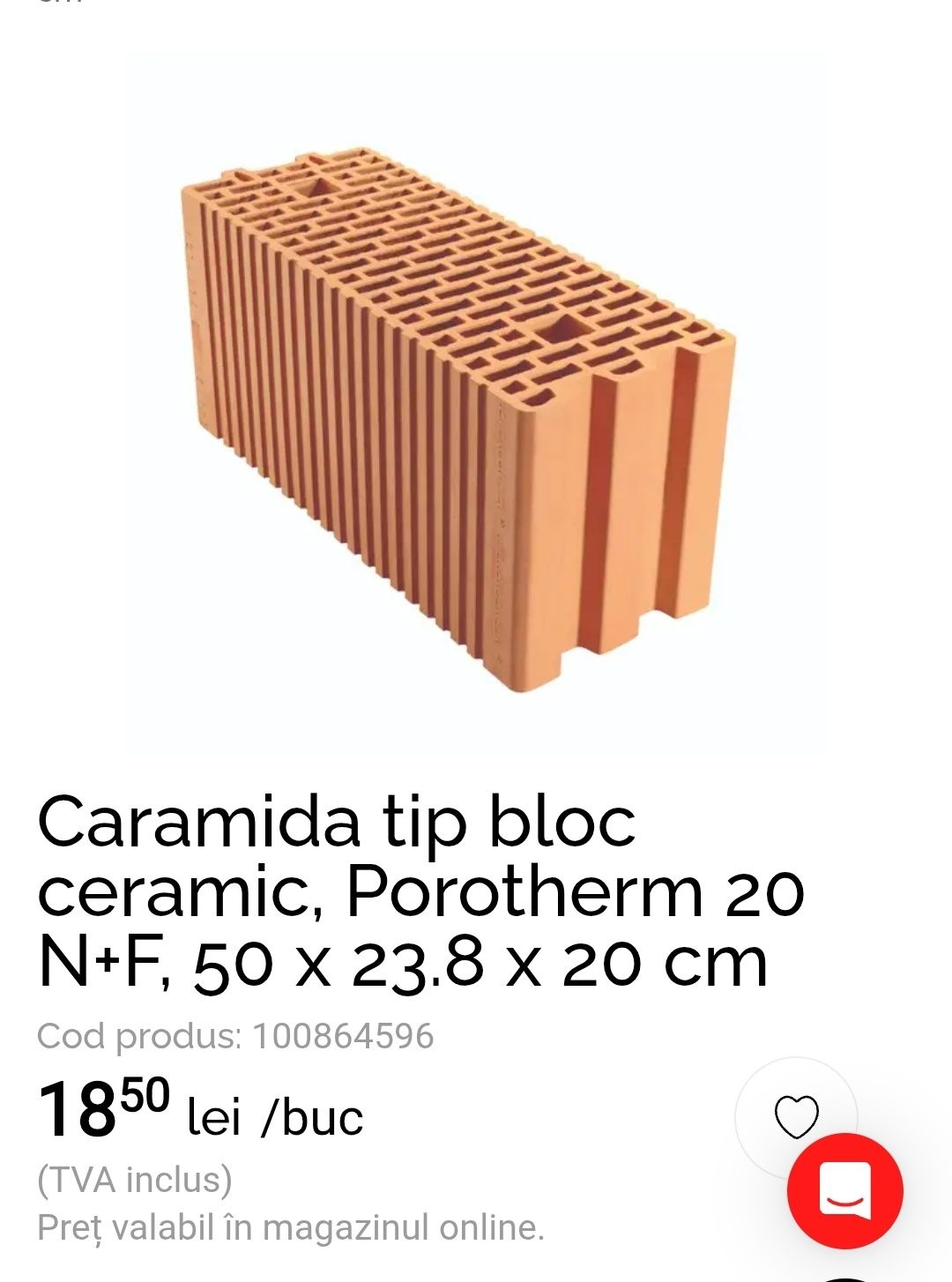 caramida porotherm 50x23.8 x20