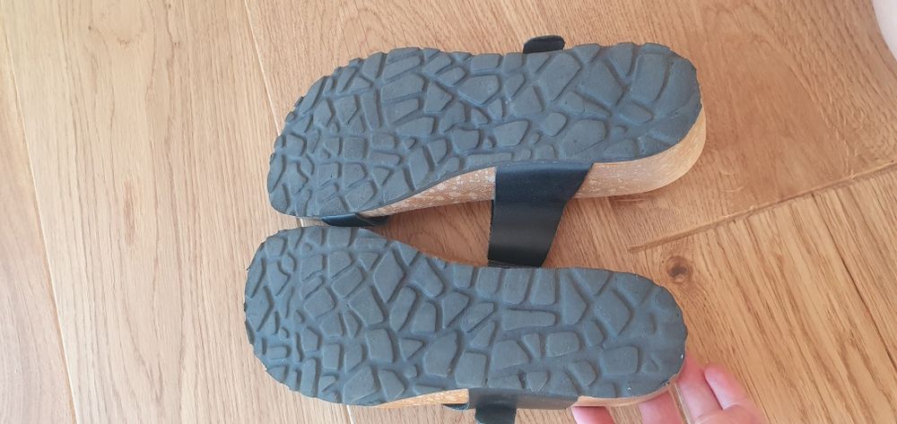 Saboṭi / încălṭăminte / pantofi vară femei 37 piele naturală neagră It