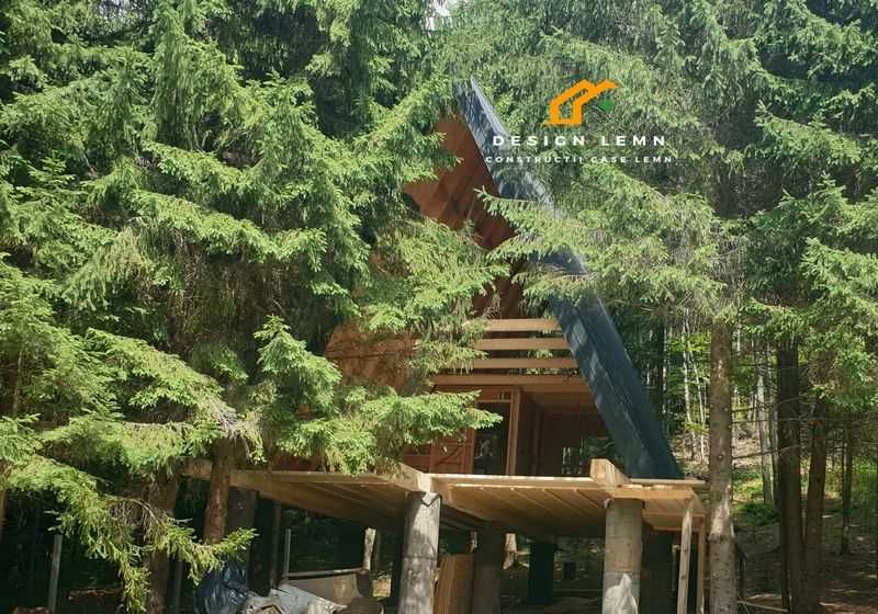 Casa lemn, tip A frame, pret producator, Andrei - 58,38mp + terasa