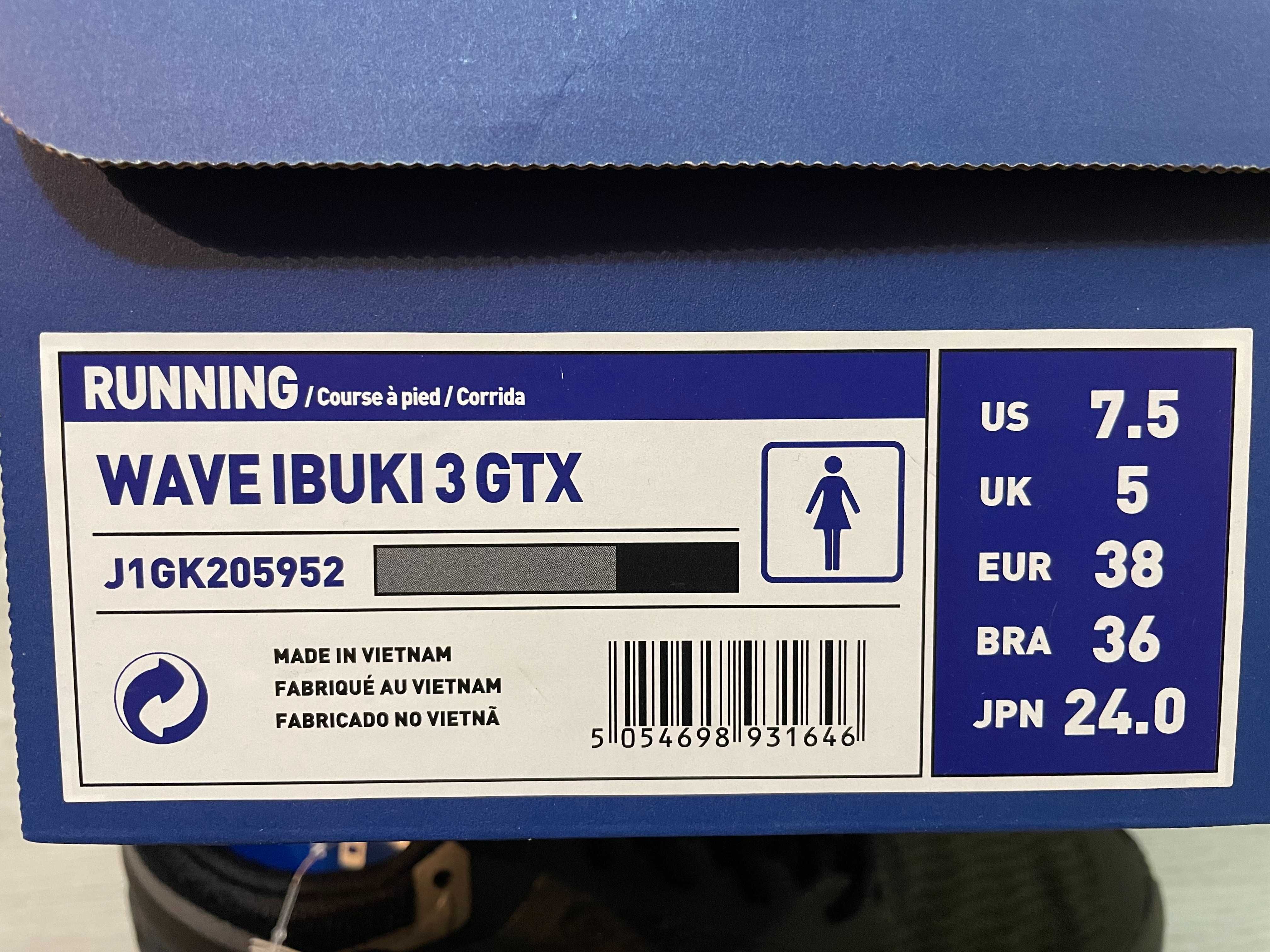 mizuno WAVE IBUKI 3 GTX gore-tex дамски , женски маратонки номер 38