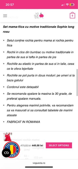 Set mama-fiica cu motive traditionale Sophie long rosu