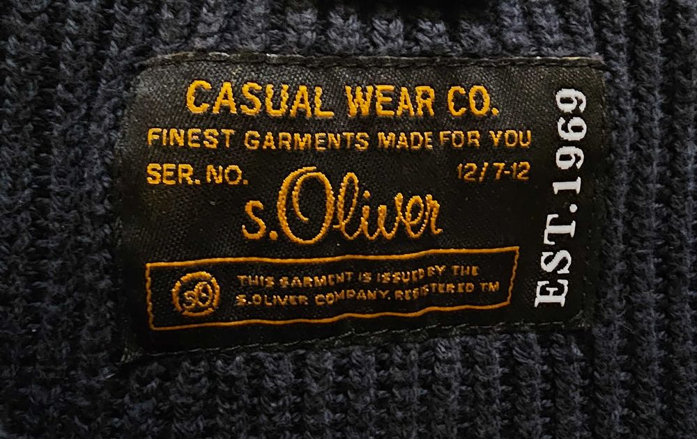 Pulover premium S. OLIVER bleumarin texturat, mărimea L