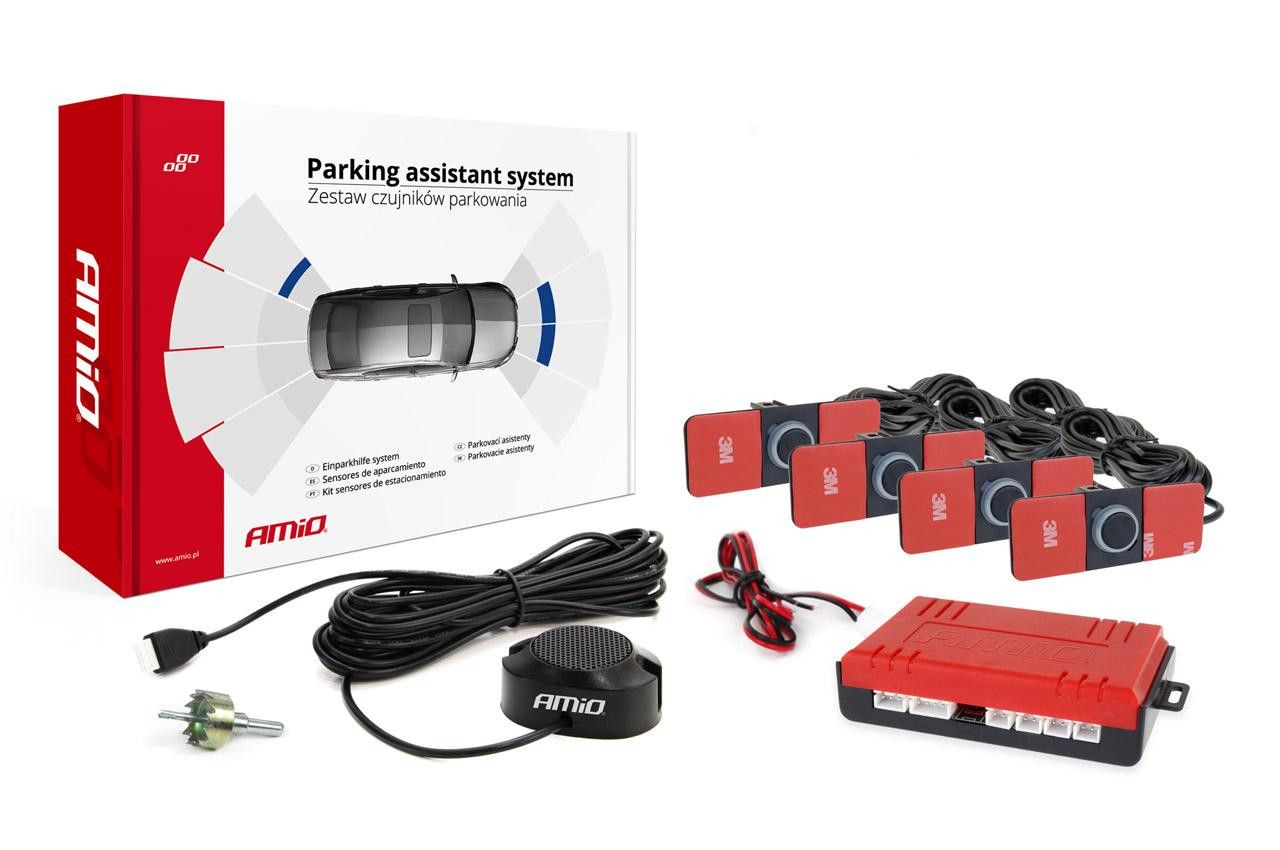Комплект парктроник, Amio, Parking sensor, Четири ултразвукови черни