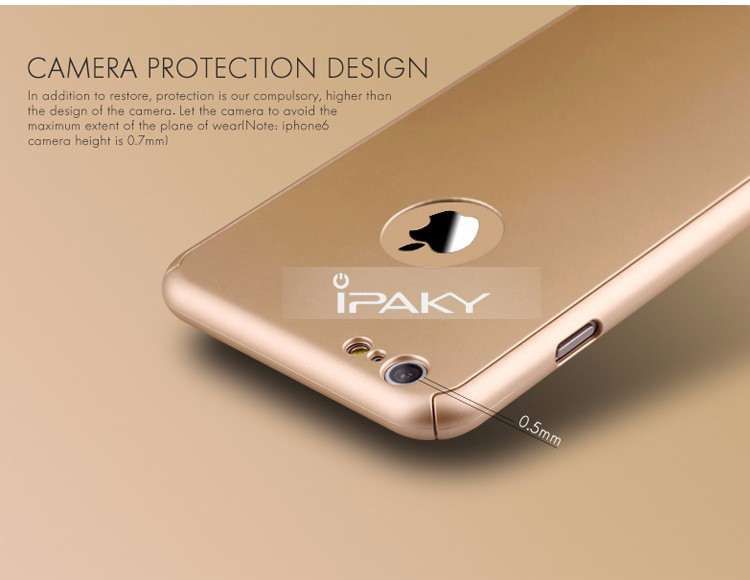 Husa 360º iPaky pentru iPhone 6/6S cu folie de protectie - Gold