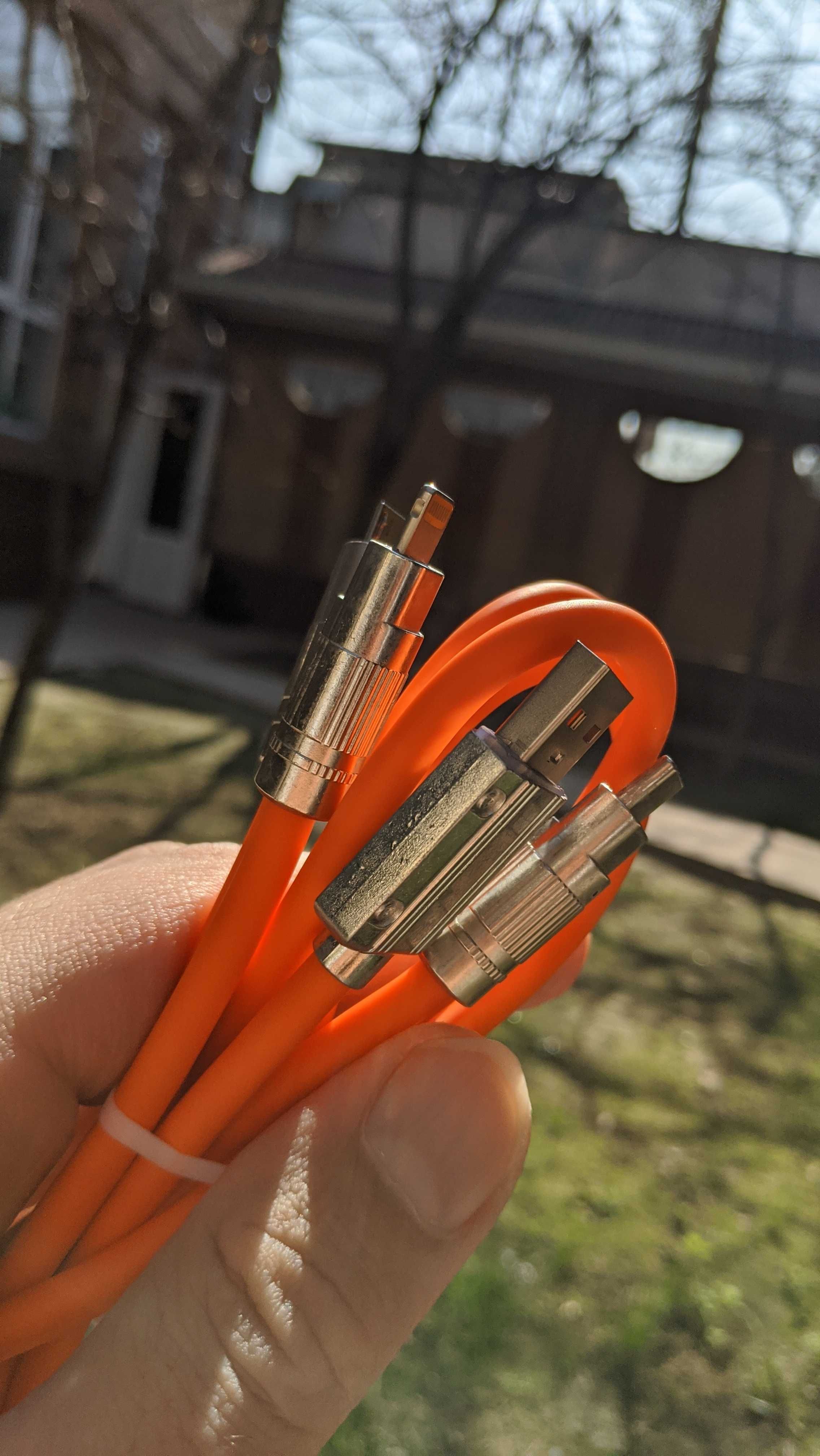 Светящийся кабеля 3в1 - силиконовые - microUSB, Type-C, iPhone