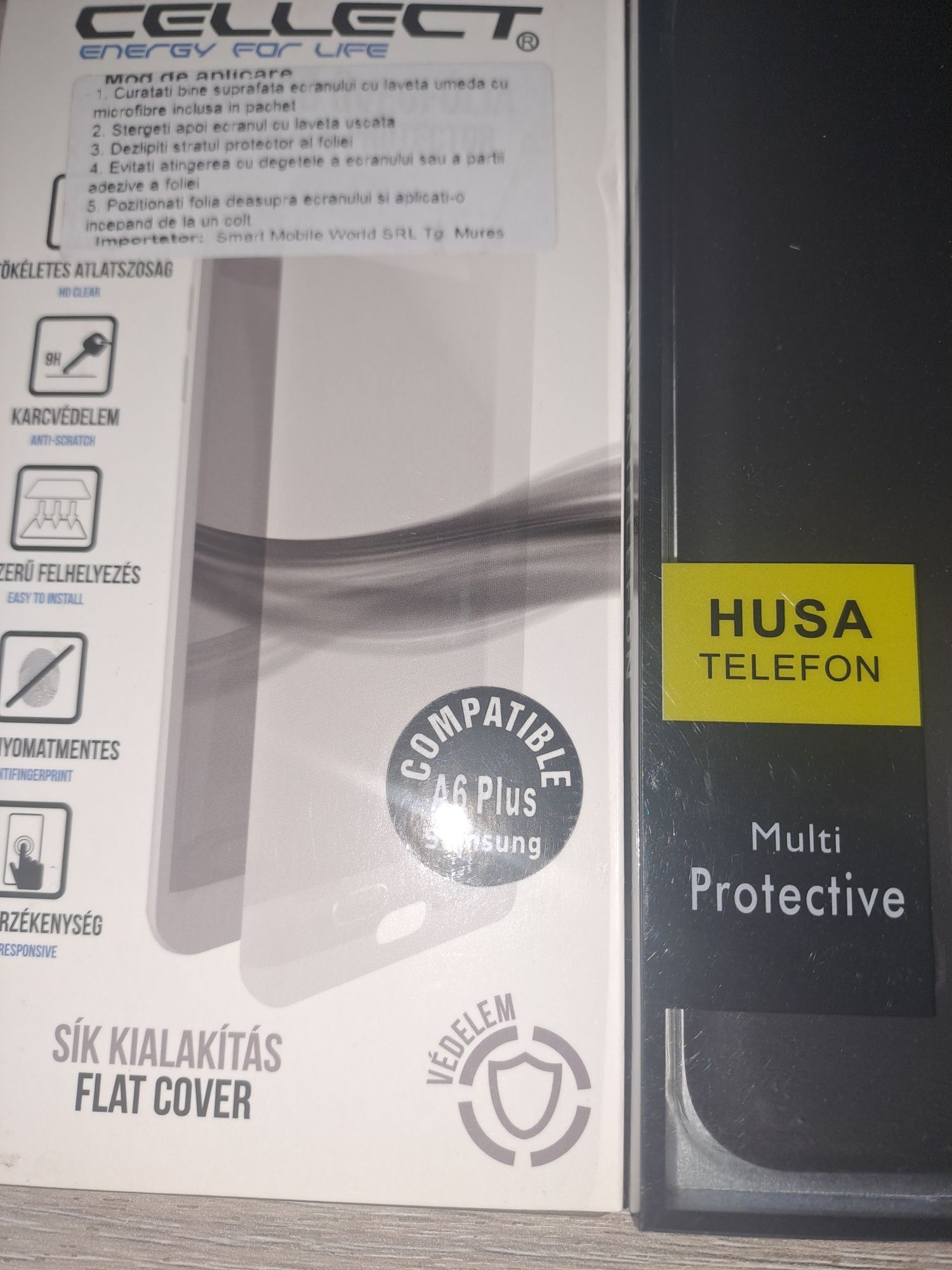 Husa și folie protecție pentru Samsung a6plus.