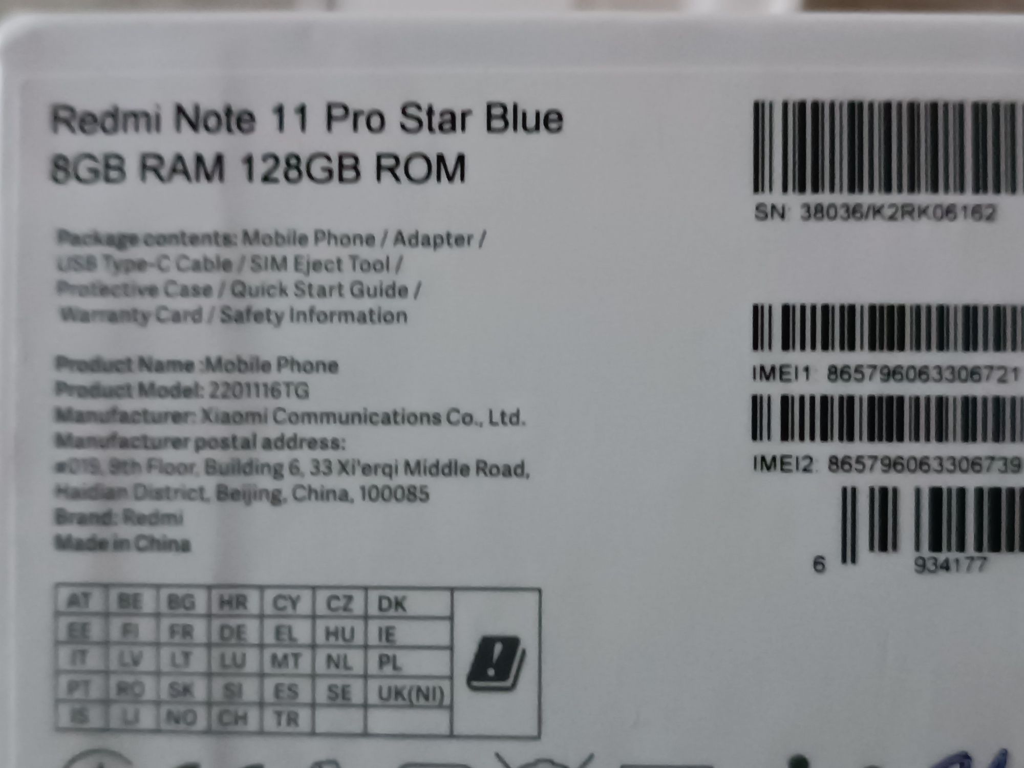 Redmi note 11 pro 8/128