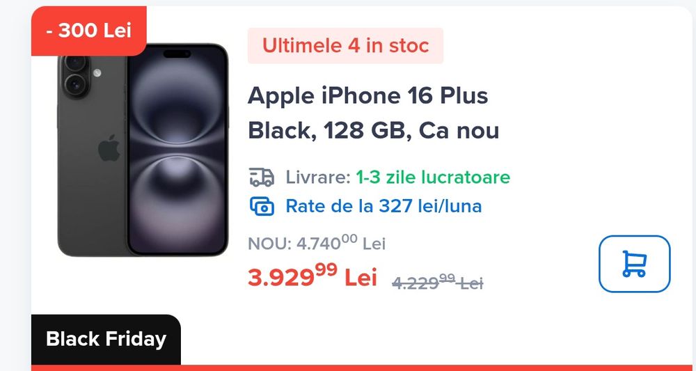 Telefon Apple Iphone 16 plus