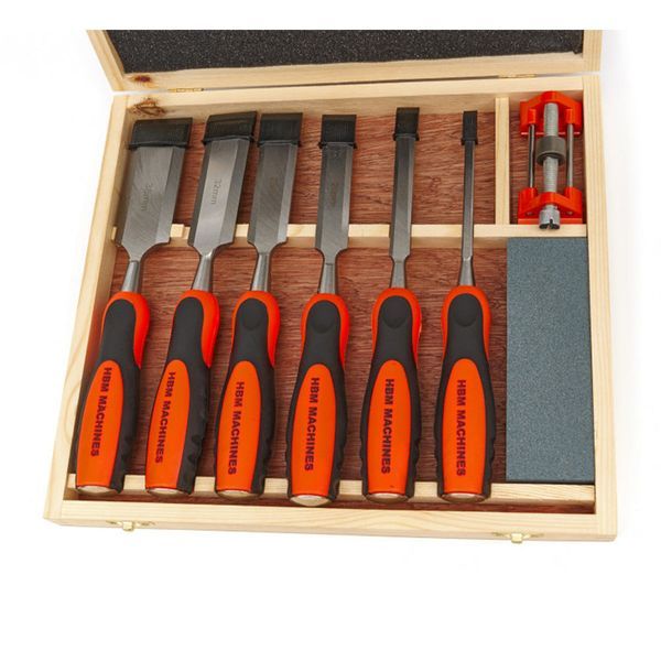 Комплект 8 професионални длета с камък за заточване и аксесоари за зат