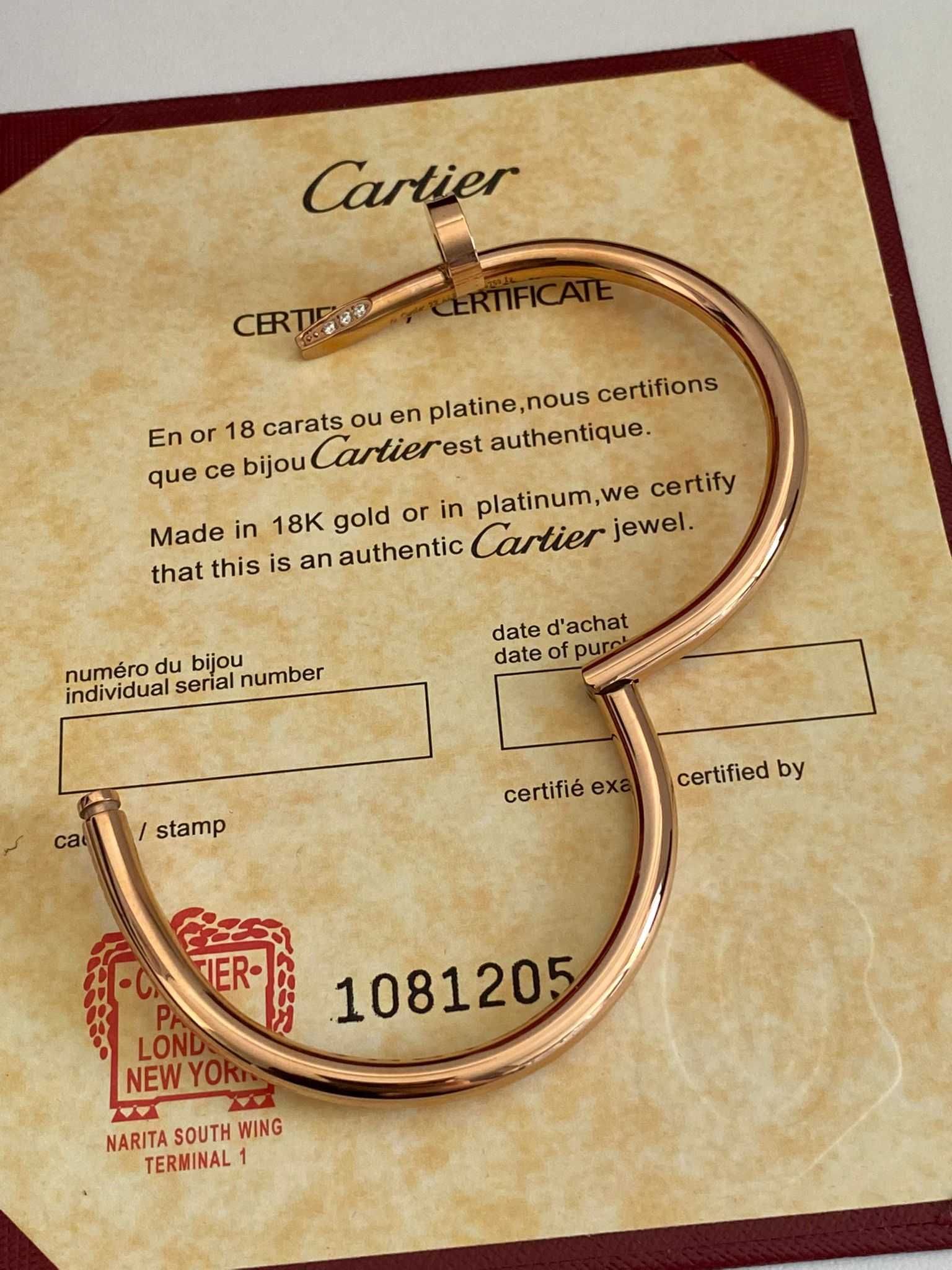 Brățară Cartier Cui 22 aur roz 585 cu diamante